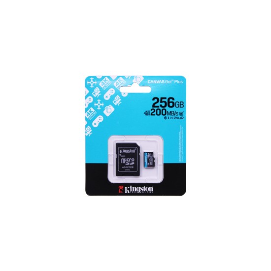 Cartão de Memória Kingston 256GB MicroSDXC Canvas Go! Plus com Adaptador